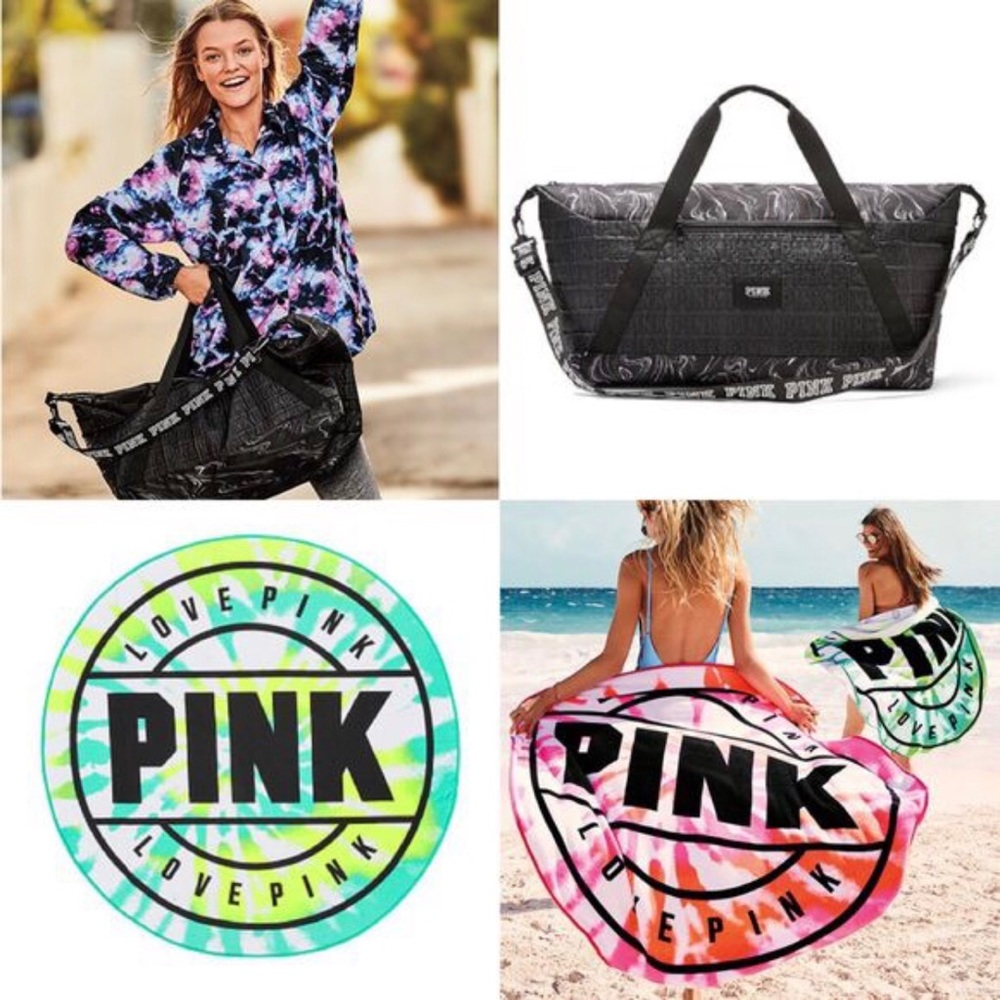 VS PINK Round Beach Towel & Duffle Bag Set